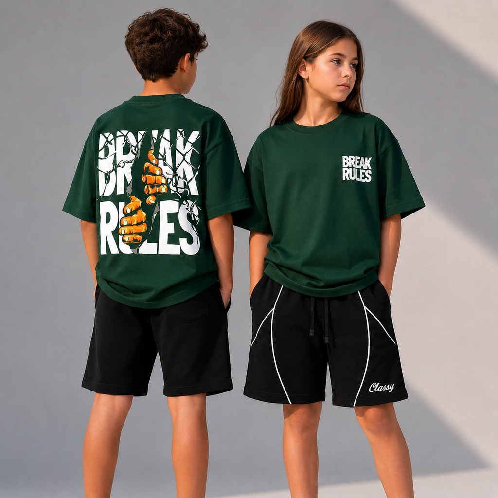 break rules dark green t-shirt