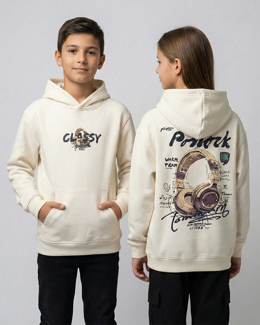 Headphone white hoodie